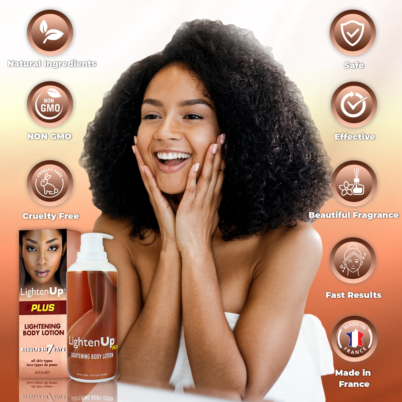 Omic LightenUp PLUS Lightening Body Lotion - 400ml LightenUp - Mitchell Brands - Skin Lightening, Skin Brightening, Fade Dark Spots, Shea Butter, Hair Growth Products