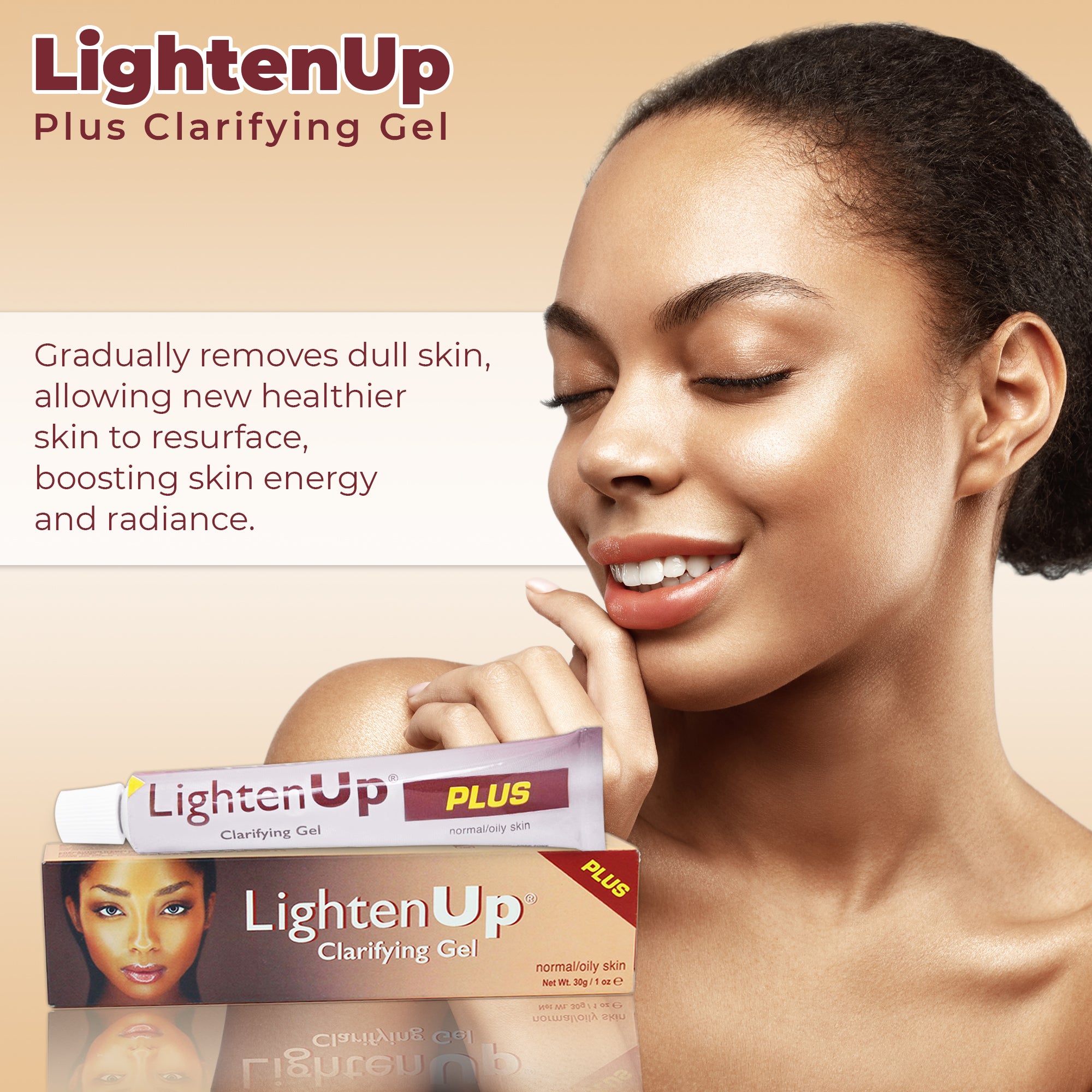 Omic LightenUp PLUS Clarifying Gel Tube - 30g / 1 Oz LightenUp - Mitchell Brands - Skin Lightening, Skin Brightening, Fade Dark Spots, Shea Butter, Hair Growth Products