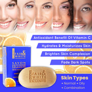 Fair & White Exclusive Exfoliating Soap with Pure Vitamin "C" - Fades Dark Spots - 200g / 7 oz Fair & White Exclusive - Mitchell Brands - Skin Lightening, Skin Brightening, Fade Dark Spots, Shea Butter, Hair Growth Products