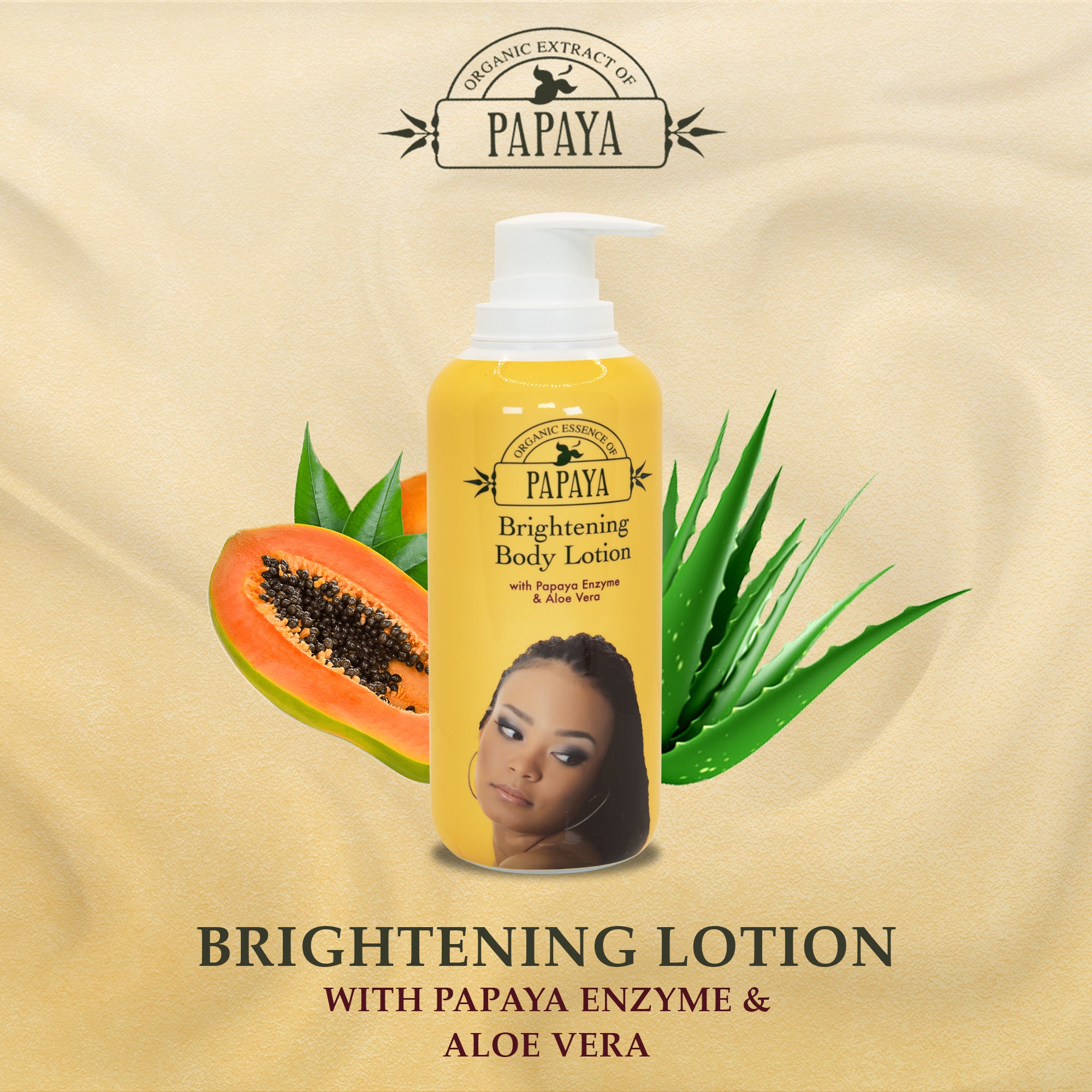 Organic Extract of Papaya Brightening Body Lotion - 400ml mitchellbrands - Mitchell Brands - Skin Lightening, Skin Brightening, Fade Dark Spots, Shea Butter, Hair Growth Products