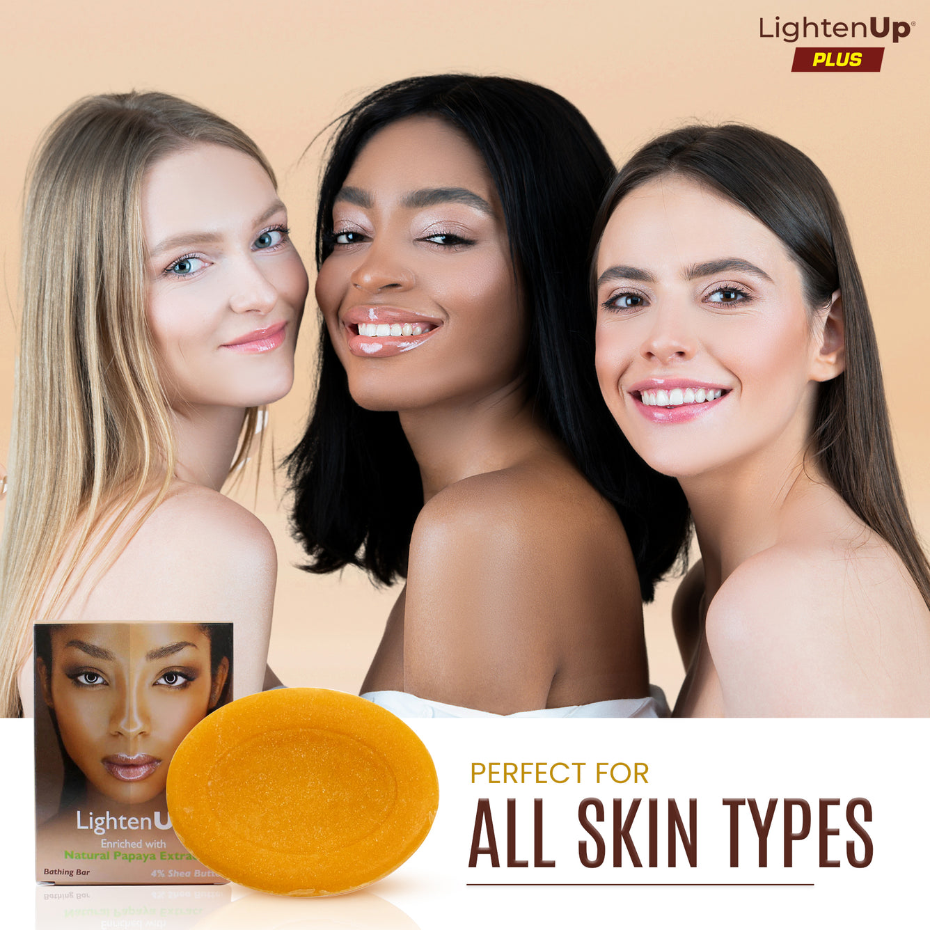 Omic LightenUp PLUS Natural Papaya Bathing Bar with Shea Butter LightenUp - Mitchell Brands - Skin Lightening, Skin Brightening, Fade Dark Spots, Shea Butter, Hair Growth Products