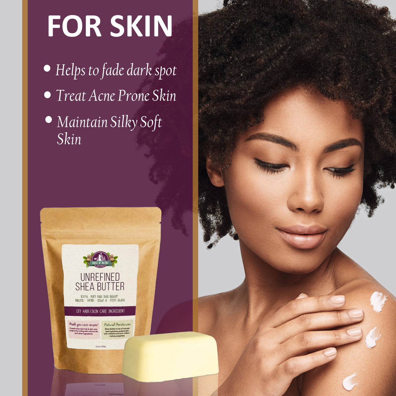 Choice of Nature Unrefined Shea Butter Bar 16oz Mitchell Brands - Mitchell Brands - Skin Lightening, Skin Brightening, Fade Dark Spots, Shea Butter, Hair Growth Products