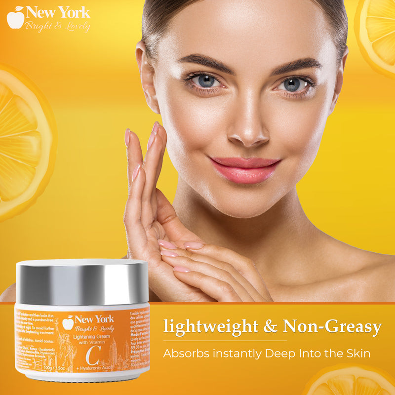 New York Bright & Lovely Lightening Cream with Vitamin C and Hyaluronic Acid - 100ml / 3.5 Oz Mitchell Brands - Mitchell Brands - Skin Lightening, Skin Brightening, Fade Dark Spots, Shea Butter, Hair Growth Products