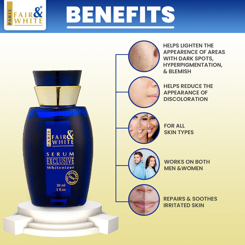Fair & White Exclusive Whitenizer Serum NHQ - 30ml / 1 fl oz Fair & White Exclusive - Mitchell Brands - Skin Lightening, Skin Brightening, Fade Dark Spots, Shea Butter, Hair Growth Products