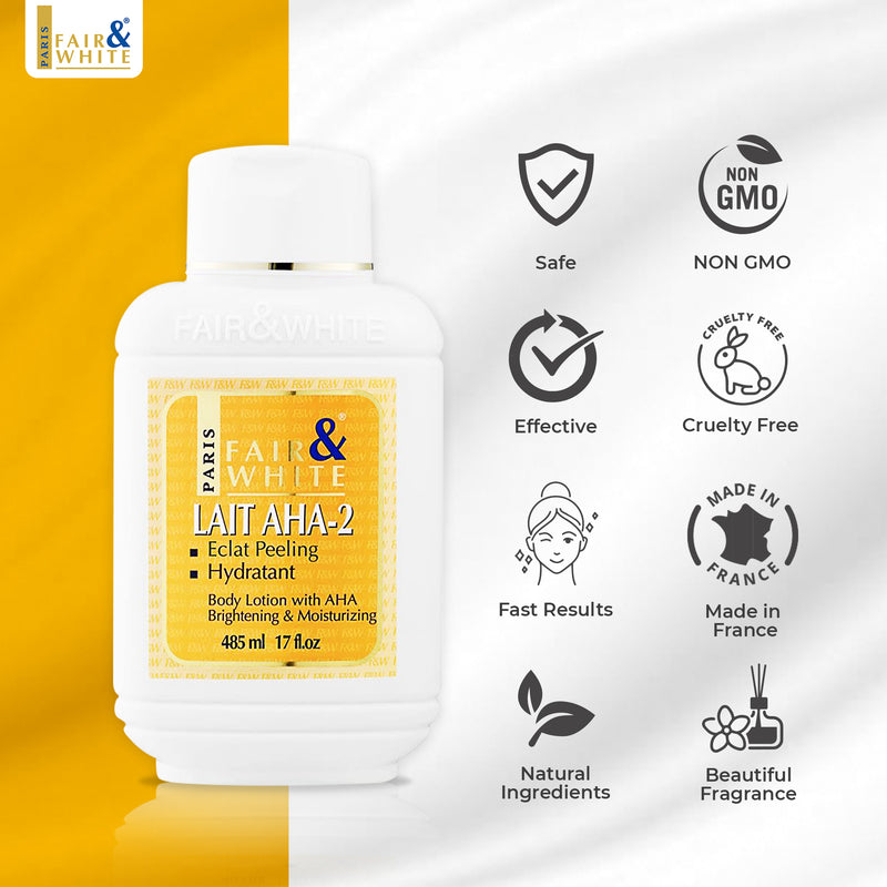 Fair & White Original AHA Body Lotion - 500ml / 17.6 fl oz Fair & White Original - Mitchell Brands - Skin Lightening, Skin Brightening, Fade Dark Spots, Shea Butter, Hair Growth Products