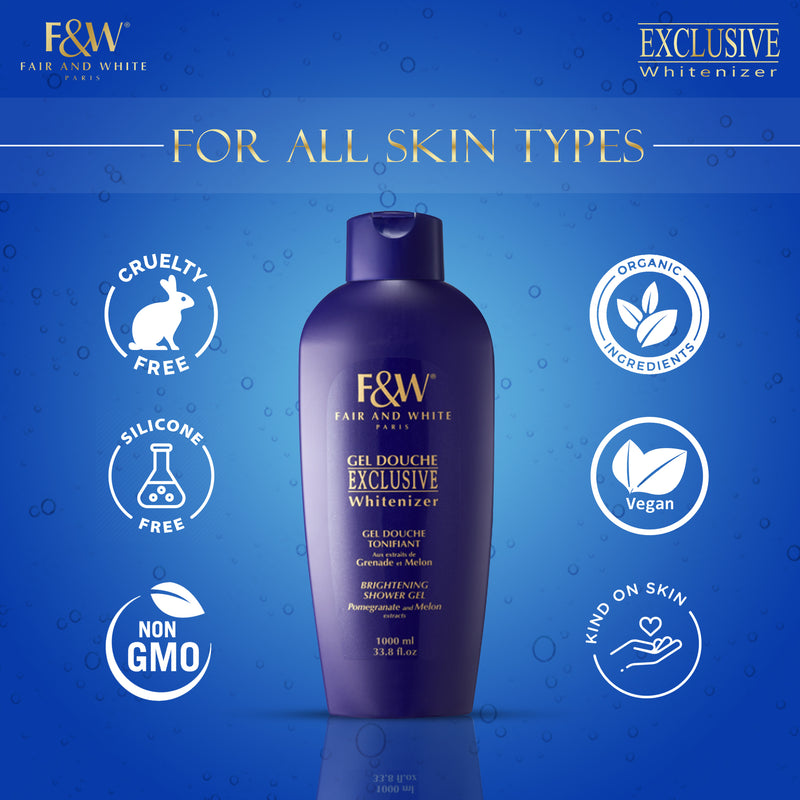 Fair & White Exclusive Shower Gel with Pomegranate and Melon Extracts (Jumbo-1000ml) mitchellbrands - Mitchell Brands - Skin Lightening, Skin Brightening, Fade Dark Spots, Shea Butter, Hair Growth Products