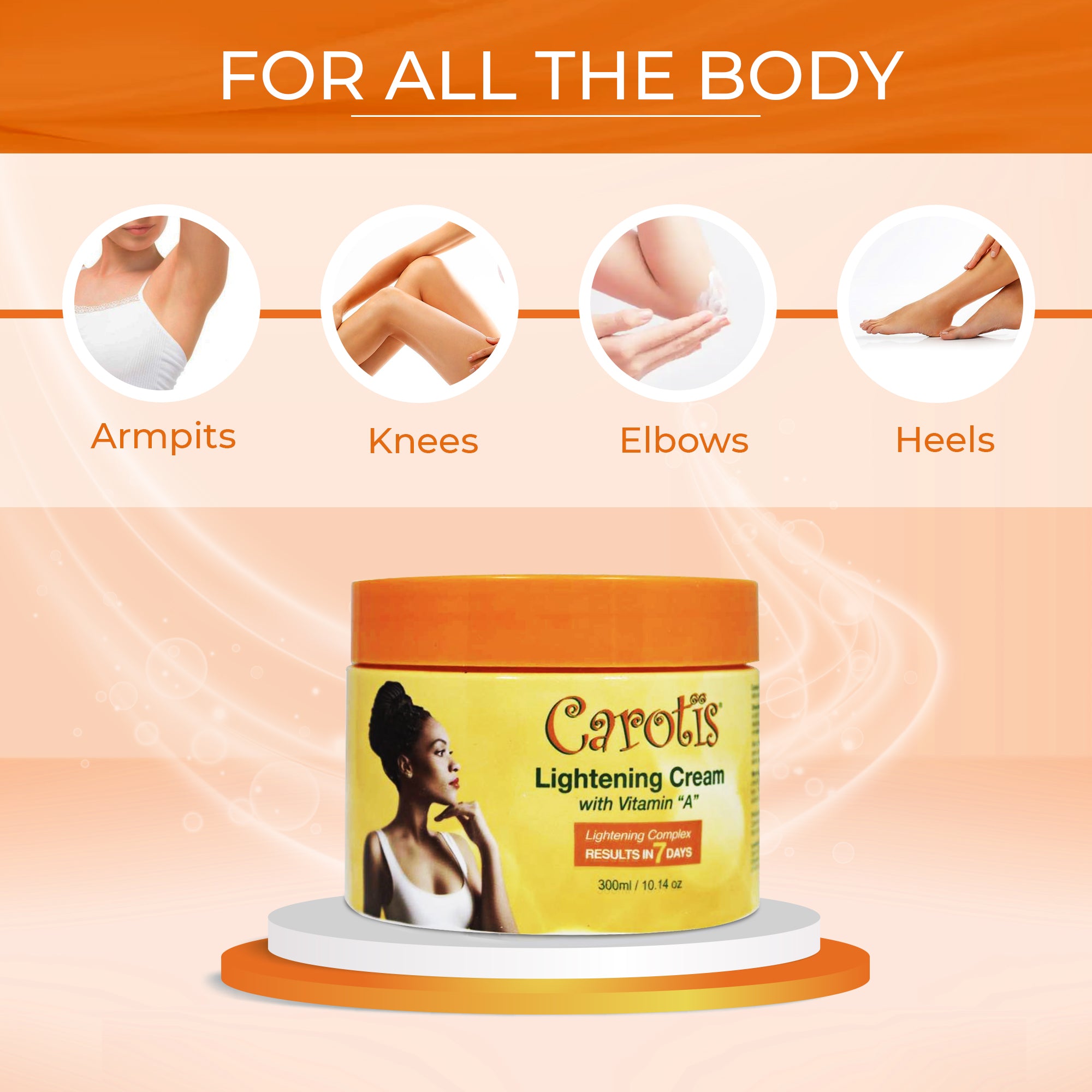 Carotis 7 Day Lightening Cream with Vitamin A (Jar) - 300ml / 10.14 fl oz Carotis - Mitchell Brands - Skin Lightening, Skin Brightening, Fade Dark Spots, Shea Butter, Hair Growth Products