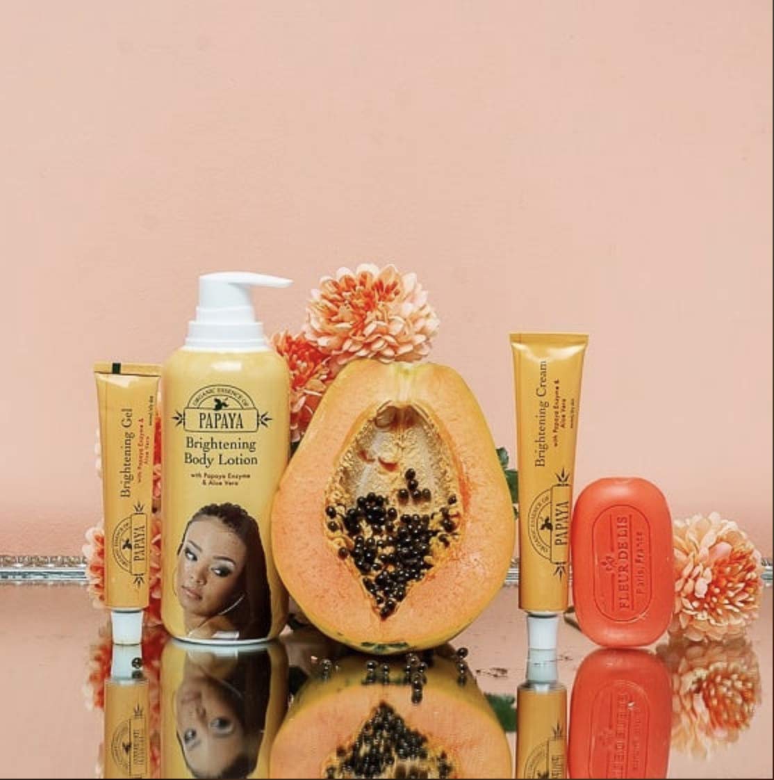 Organic Extract of Papaya Soap 80g FleurDeLis - Mitchell Brands - Skin Lightening, Skin Brightening, Fade Dark Spots, Shea Butter, Hair Growth Products