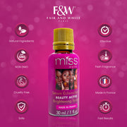 Fair & White Miss White Beauty Active Brightening Serum - Shining Skin - 30ml / 1.01 fl oz Fair & White - Mitchell Brands - Skin Lightening, Skin Brightening, Fade Dark Spots, Shea Butter, Hair Growth Products