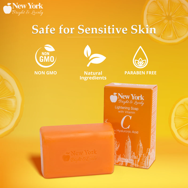 New York Bright & Lovely Lightening Soap with Vitamin C and Hyaluronic Acid - 200g / 7 Oz Mitchell Brands - Mitchell Brands - Skin Lightening, Skin Brightening, Fade Dark Spots, Shea Butter, Hair Growth Products
