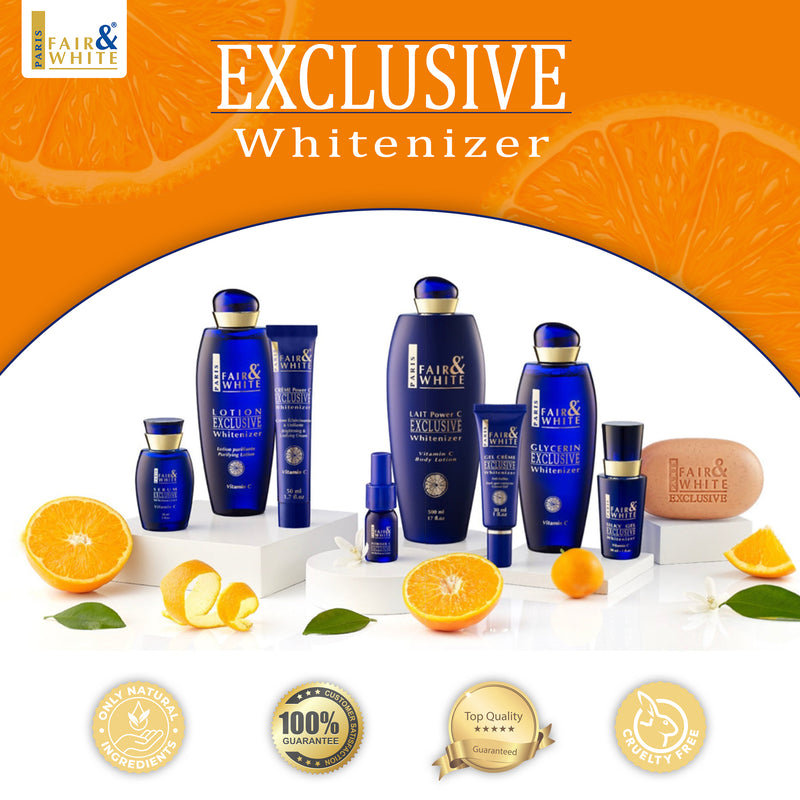 Fair & White Exclusive Gel Cream with Vitamin C - Brightens Skin - 30ml / 1fl oz Fair & White Exclusive - Mitchell Brands - Skin Lightening, Skin Brightening, Fade Dark Spots, Shea Butter, Hair Growth Products