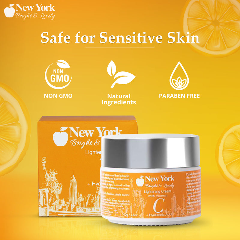 New York Bright & Lovely Lightening Cream with Vitamin C and Hyaluronic Acid - 100ml / 3.5 Oz Mitchell Brands - Mitchell Brands - Skin Lightening, Skin Brightening, Fade Dark Spots, Shea Butter, Hair Growth Products