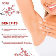 Geisha Whitening Deodorant - Kojic Acid Deodorant - 30ml / 1 fl oz Mitchell Group USA, LLC - Mitchell Brands - Skin Lightening, Skin Brightening, Fade Dark Spots, Shea Butter, Hair Growth Products
