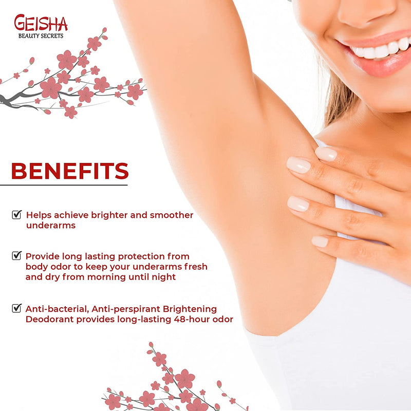 Geisha Whitening Deodorant - Kojic Acid Deodorant - 30ml / 1 fl oz Mitchell Group USA, LLC - Mitchell Brands - Skin Lightening, Skin Brightening, Fade Dark Spots, Shea Butter, Hair Growth Products