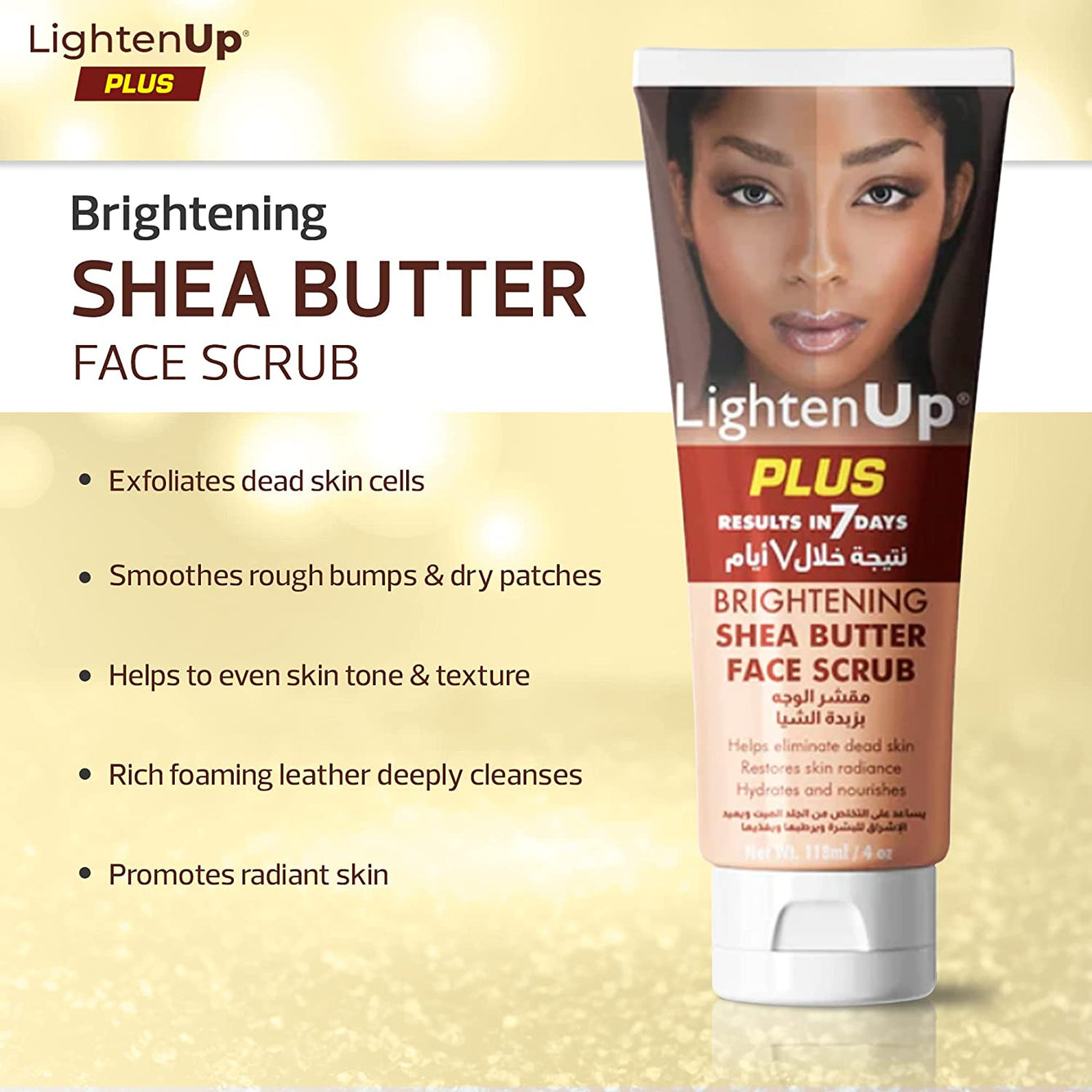 LightenUp Face Scrub 4 oz Mitchell Brands - Mitchell Brands - Skin Lightening, Skin Brightening, Fade Dark Spots, Shea Butter, Hair Growth Products