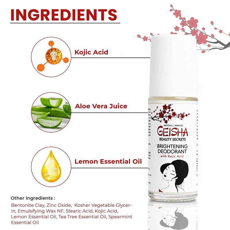 Geisha Whitening Deodorant - Kojic Acid Deodorant - 30ml / 1 fl oz Mitchell Group USA, LLC - Mitchell Brands - Skin Lightening, Skin Brightening, Fade Dark Spots, Shea Butter, Hair Growth Products