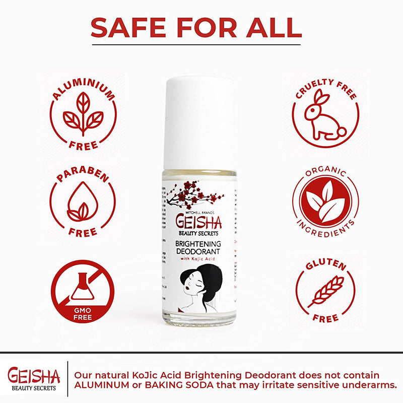 Geisha Whitening Deodorant - Kojic Acid Deodorant - 30ml / 1 fl oz Mitchell Group USA, LLC - Mitchell Brands - Skin Lightening, Skin Brightening, Fade Dark Spots, Shea Butter, Hair Growth Products