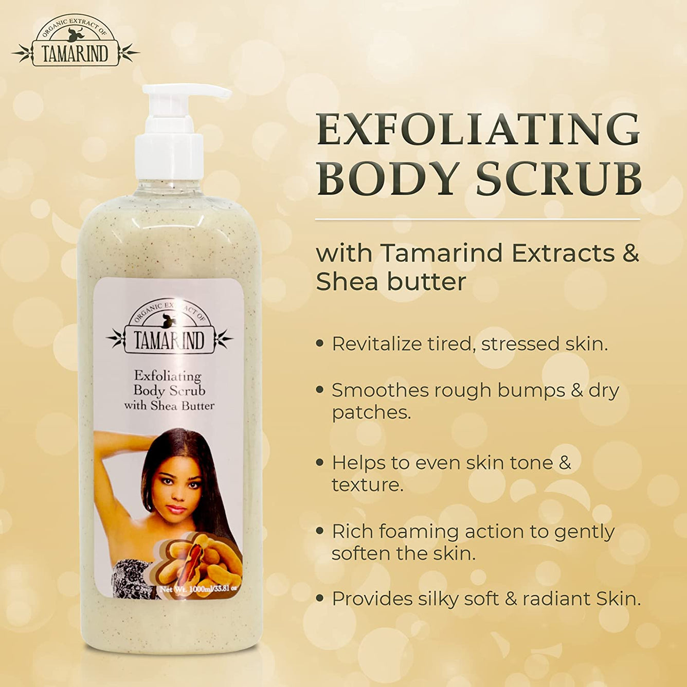 Organic Essence of Tamarind Exf Shower Gel 1000ml Mitchell Group USA, LLC - Mitchell Brands - Skin Lightening, Skin Brightening, Fade Dark Spots, Shea Butter, Hair Growth Products