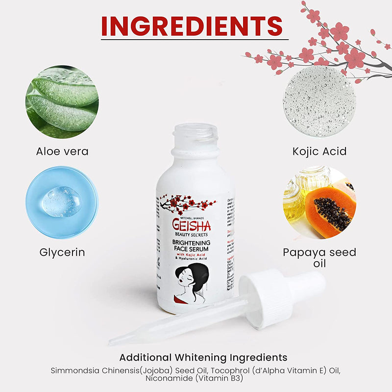 Geisha Kojic Acid Face Brightening Serum - Gluten-free serum - 30ml / 1 fl oz Mitchell Group USA, LLC - Mitchell Brands - Skin Lightening, Skin Brightening, Fade Dark Spots, Shea Butter, Hair Growth Products