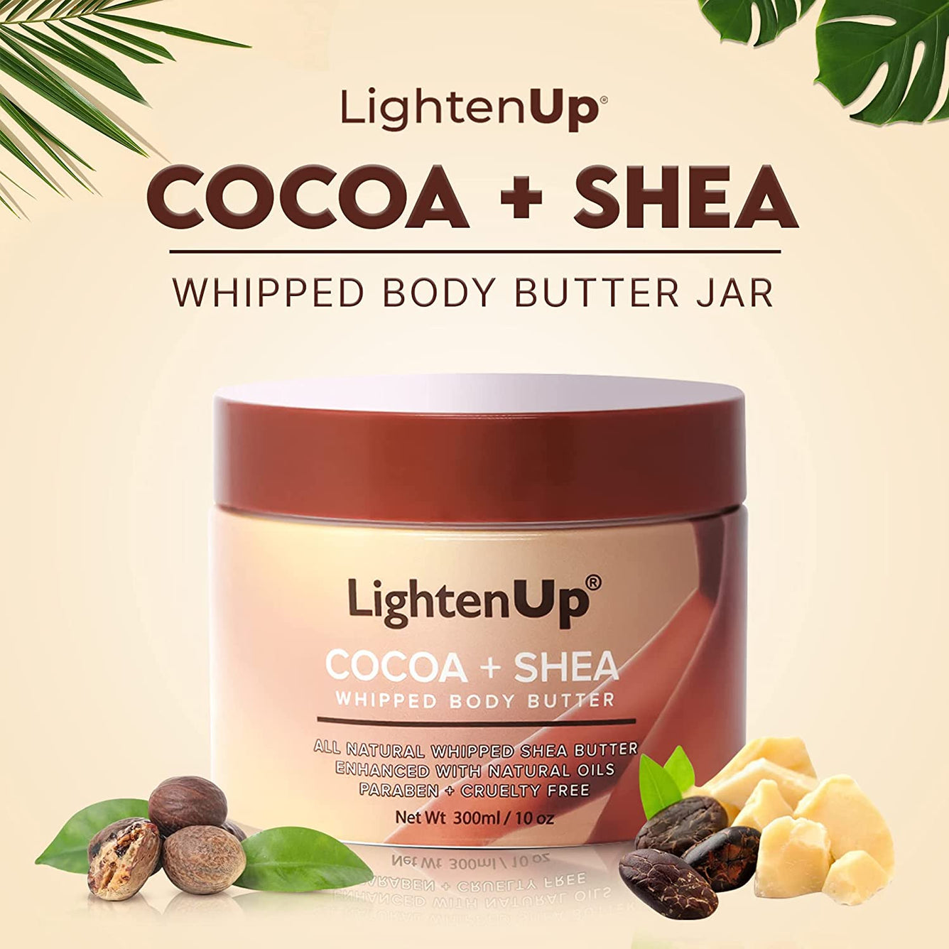 LightenUp Cocoa Shea Butter Jar 300 ml Mitchell Brands - Mitchell Brands - Skin Lightening, Skin Brightening, Fade Dark Spots, Shea Butter, Hair Growth Products