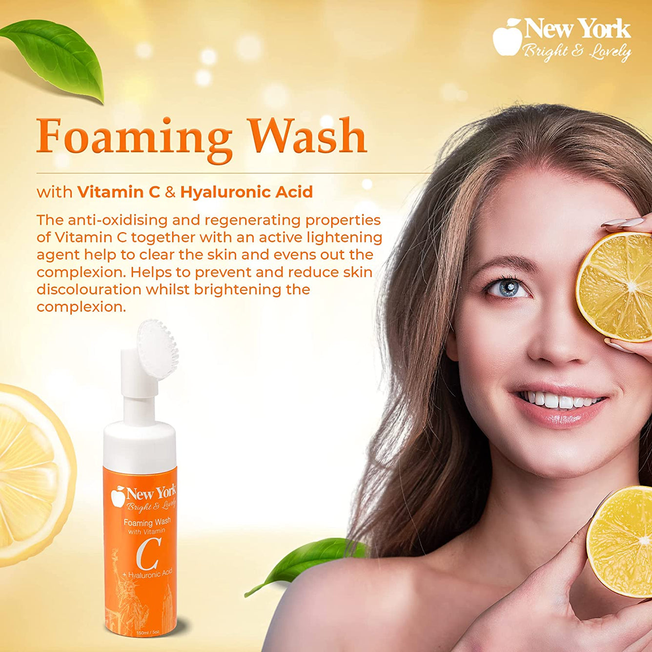 New York Bright & Lovely Foaming Wash with Vit C 150ml Mitchell Brands - Mitchell Brands - Skin Lightening, Skin Brightening, Fade Dark Spots, Shea Butter, Hair Growth Products