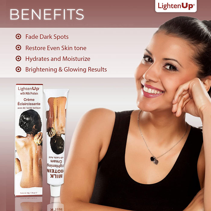 LightenUp Milk Protein Cream Tube 50g Mitchell Group USA, LLC - Mitchell Brands - Skin Lightening, Skin Brightening, Fade Dark Spots, Shea Butter, Hair Growth Products