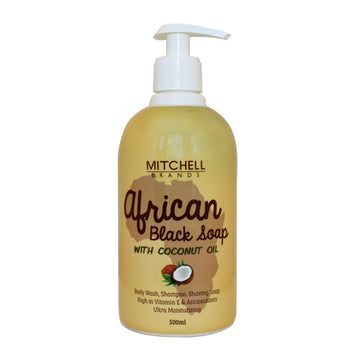 African Liquid Black Soap with Coconut Oil African Black Soap - Mitchell Brands - Skin Lightening, Skin Brightening, Fade Dark Spots, Shea Butter, Hair Growth Products