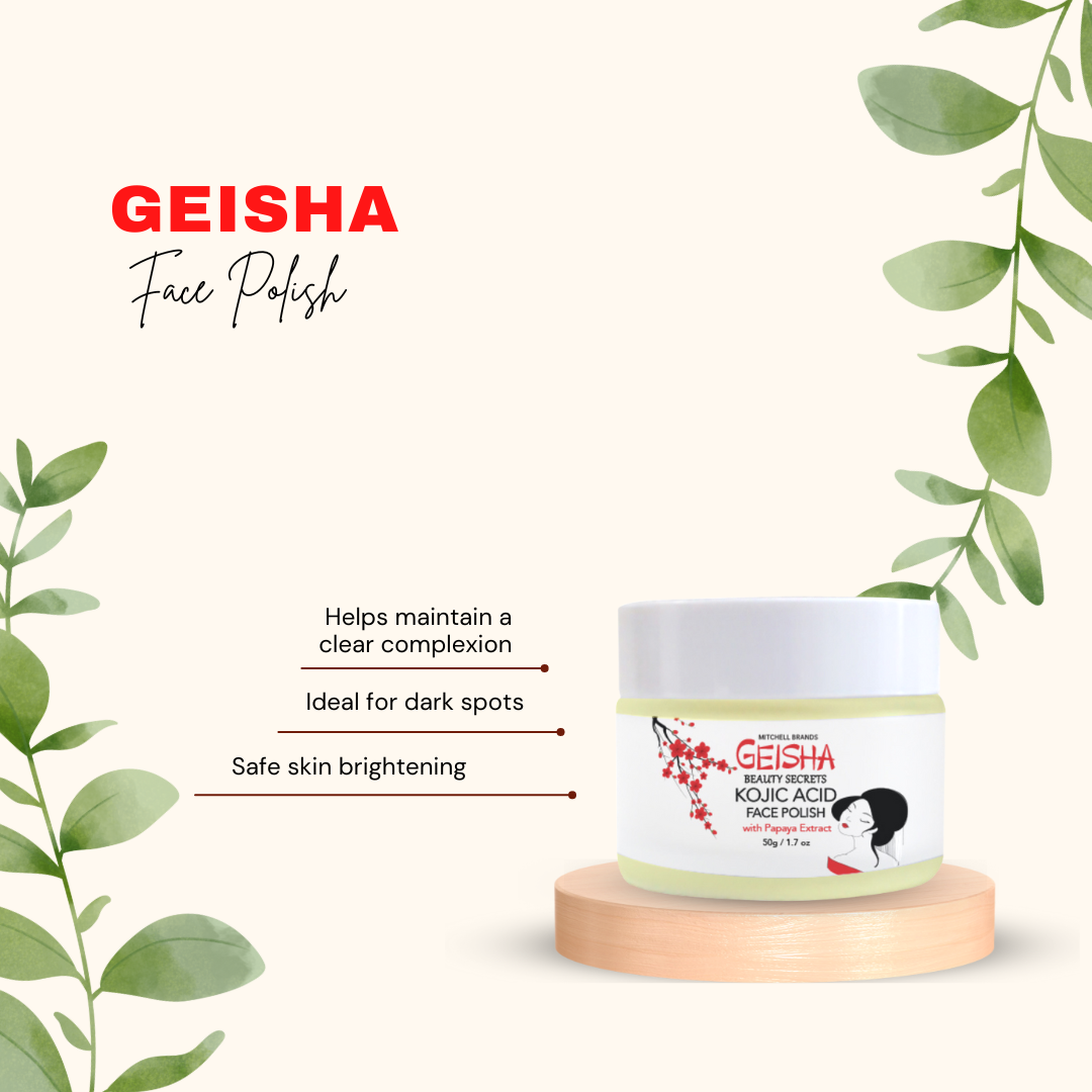 Geisha Kojic Acid Face Polish Jar - Skin Brightener - 60ml / 2 oz Mitchell Brands - Mitchell Brands - Skin Lightening, Skin Brightening, Fade Dark Spots, Shea Butter, Hair Growth Products