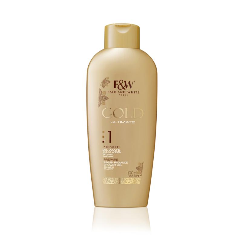 Fair and White Gold Argan Shower Gel 1000ml Fair & White - Mitchell Brands - Skin Lightening, Skin Brightening, Fade Dark Spots, Shea Butter, Hair Growth Products