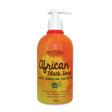 African Liquid Black Soap with Jamaican Castor Oil African Black Soap - Mitchell Brands - Skin Lightening, Skin Brightening, Fade Dark Spots, Shea Butter, Hair Growth Products