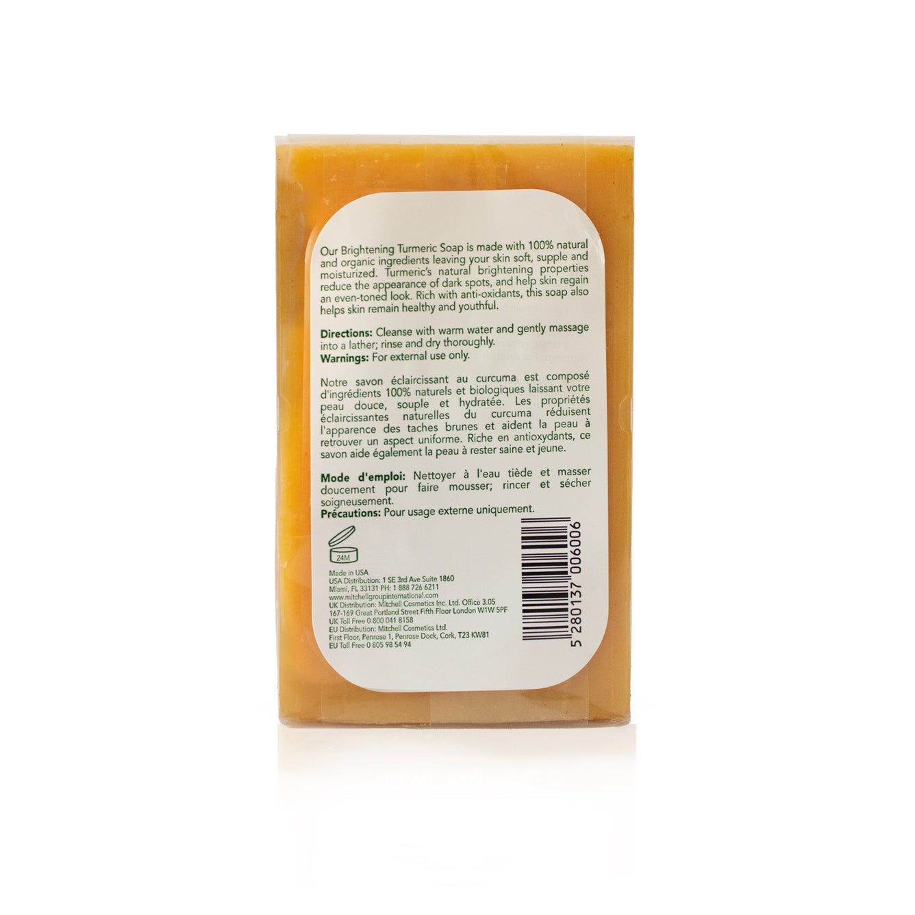 Organic Extract Tumeric Soap 200g Mitchell Brands - Mitchell Brands - Skin Lightening, Skin Brightening, Fade Dark Spots, Shea Butter, Hair Growth Products