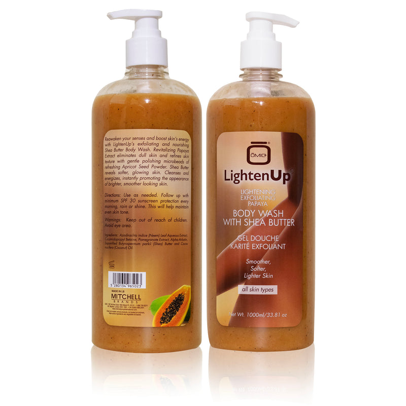 LightenUp Lightening Exfoliating Papaya  Body Wash with Shea Butter 1000ml Mitchell Brands - Mitchell Brands - Skin Lightening, Skin Brightening, Fade Dark Spots, Shea Butter, Hair Growth Products