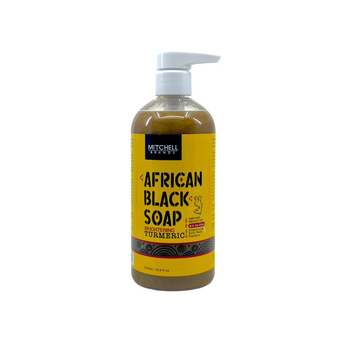 African Liquid Black Soap with Tumeric 500 ml (New) Mitchell Brands - Mitchell Brands - Skin Lightening, Skin Brightening, Fade Dark Spots, Shea Butter, Hair Growth Products